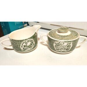 Royal China - The Old Curiosity Shop Sugar Bowl and Creamer Set